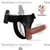 Arnes con dildo y testiculos con vibrador regulable